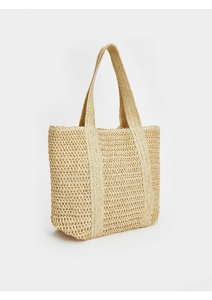 Lcw Accessorıes Ekru Hasır Kadın Plaj Çantası