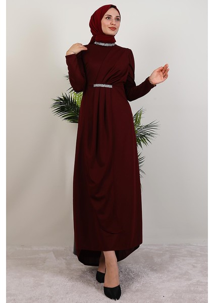 Liya Tesettür Elbise Bordo