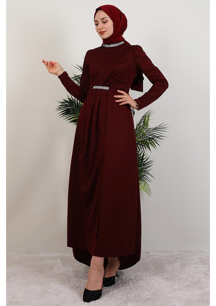 Liya Tesettür Elbise Bordo fırsatları