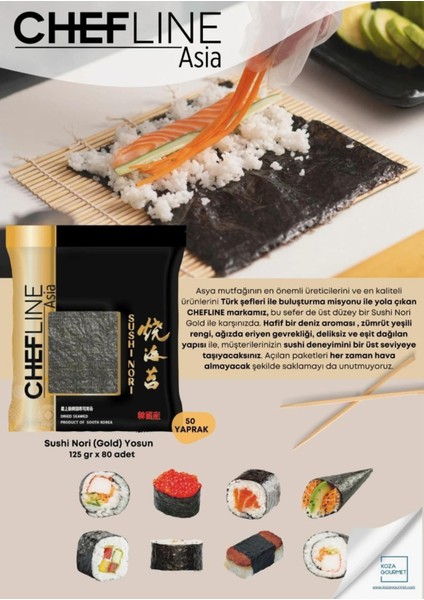 Chefline Sushi Nori Gold 50 Yaprak – Suşi Yapımı İçin Premium Yosun modelleri