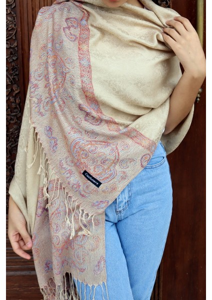Cashmere Jakarlı Püsküllü Şal – 70X180 cm