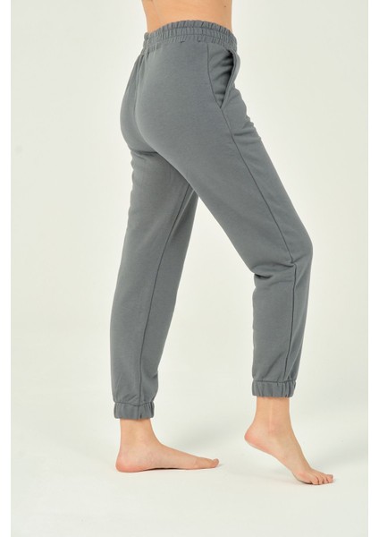 Kadın Beli ve Paçası Lastikli Yüksek Bel Basic Jogger Pamuklu Eşofman Altı modelleri