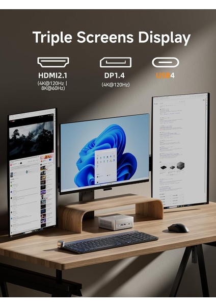 UM750L Slim Amd Ryzen 5 7545U Işlemci, 16GB Lpddr5 Ram, 1tb Ssd, Hdmı+Dp+Usb4, 2.5g Ethernet Win 11 Pro Mini Pc