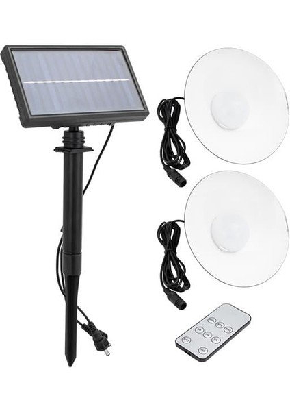 XF-707-2 Kumandalı Solar Panelli 2 Power Ledli Çiftli Projektör Lambası XF-707-2