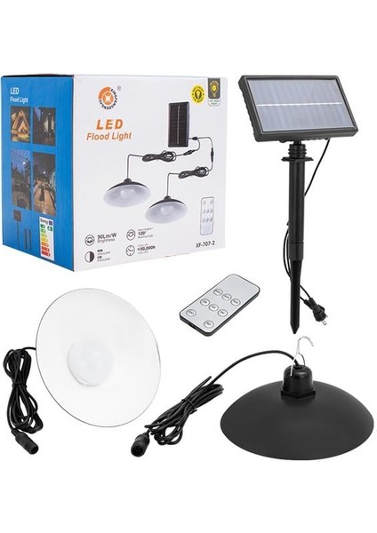 XF-707-2 Kumandalı Solar Panelli 2 Power Ledli Çiftli Projektör Lambası XF-707-2 modelleri