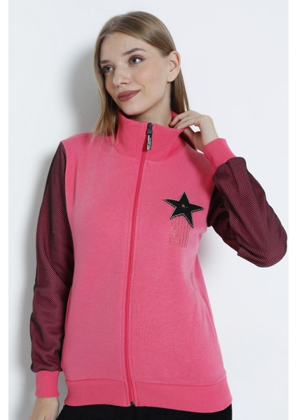 Kadın Uzun Kollu Fermuarlı Taş Detaylı Hırka fiyatları