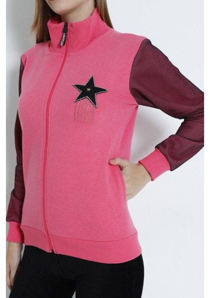 Kadın Uzun Kollu Fermuarlı Taş Detaylı Hırka modelleri