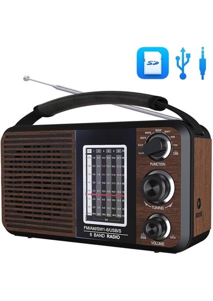 USR11 Portatif Analog Radyo Fm-Usb-Sd/mmc-Aux (88-108 Fm Frekans Aralığı)