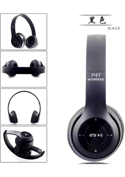 Kulak Üstü P47 Siyah Wireless Bluetooth Kulaklık modelleri