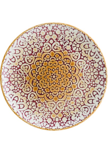Alhambra Burgundy Gourmet 17CM 12 Adet Porselen Düz Tabak Bordo