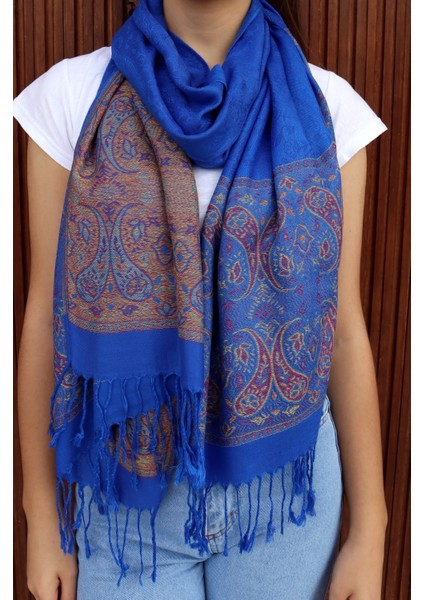 Cashmere Jakarlı Püsküllü Şal – 70X180 cm