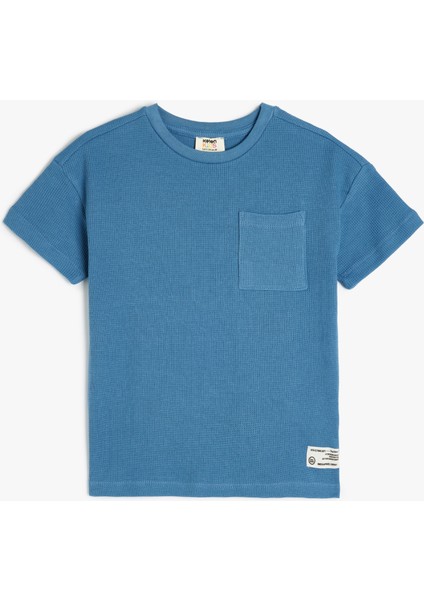 Yeni Sezon Oversize Basic Tişört Kısa Kollu Bisiklet Yaka Dokulu Cep Detaylı Pamuklu