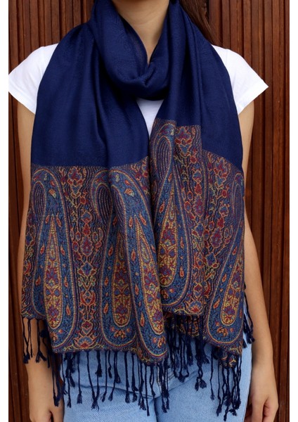 Cashmere Jakarlı Püsküllü Şal – 70X180 cm