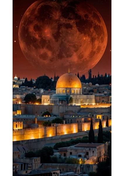 Kudüs Ay Kanvas Tablo Ev Duvar Salon Ofis Dükkan Hediyelik Dekarasyon Süsü fiyatları
