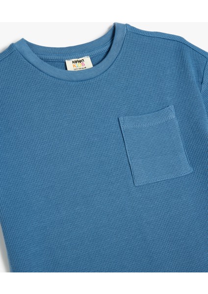 Yeni Sezon Oversize Basic Tişört Kısa Kollu Bisiklet Yaka Dokulu Cep Detaylı Pamuklu modelleri
