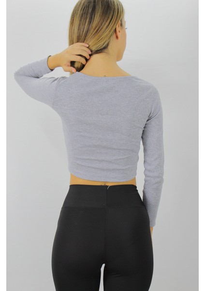 Gitilli Dekolteli Bluz Gri - 98797 fiyatları