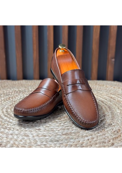 Iç Dış Naturel Deri Loafer Ayakkabı M1248