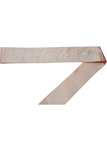 Bride To Be Kuşak Pudra Pembe Üzeri Gümüş Taşlı
