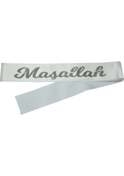 Maşallah Yazılı Kuşak Beyaz Üzeri Gümüş