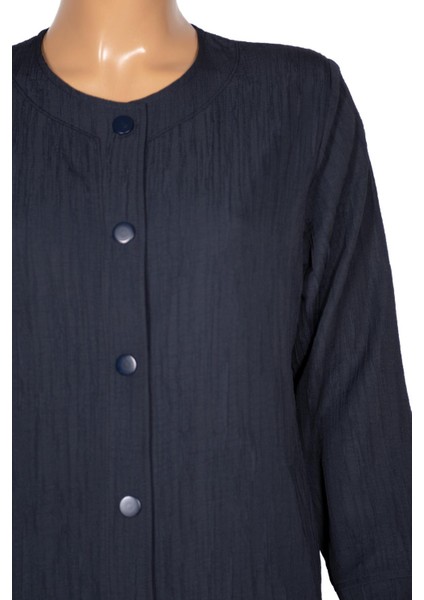 Hesna Kadın Luna Büyük Beden Krinkıl Çıtçıtlı Lacivert Kap Ceket fiyatları