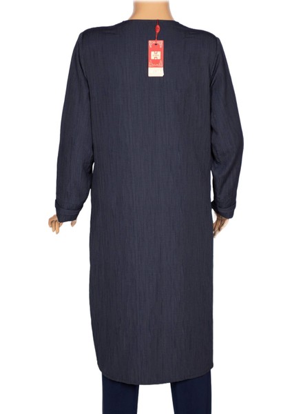 Hesna Kadın Luna Büyük Beden Krinkıl Çıtçıtlı Lacivert Kap Ceket fırsatları