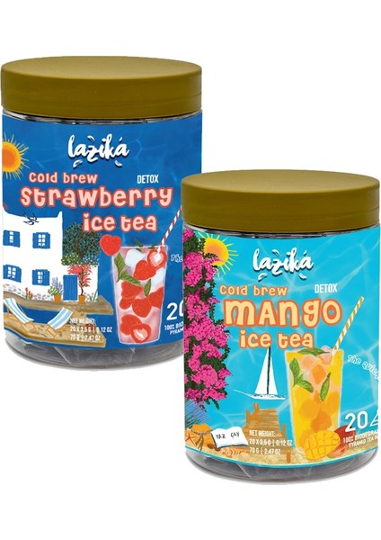 Soğuk Demleme Detox Soğuk Çay Seti ( Mangolu Soğuk Çay ve Çilekli Soğuk Çay Set)