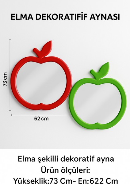 Elma Figürlü Anaokulu- Kreş Ve Tüm Okullar Için Lavabo Aynası (yükseklik:73 Cm- En:62 Cm ) Kırmızı indirimleri