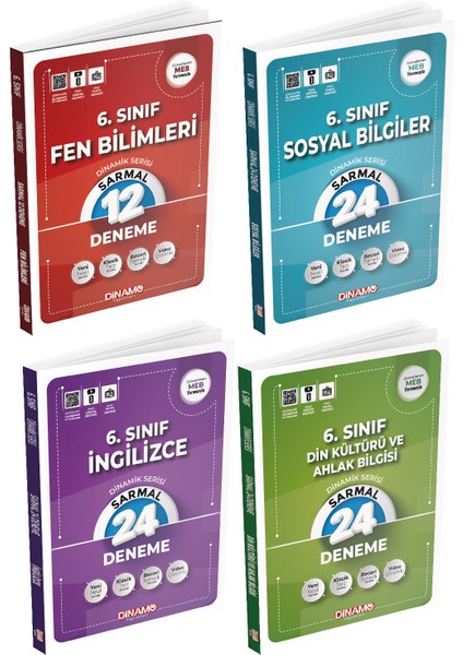 6,sınıf Sarmal Deneme Fen Bilimleri-Sosyal Bilgiler-Ingilizce-Din Kültürü 4 Lü Set