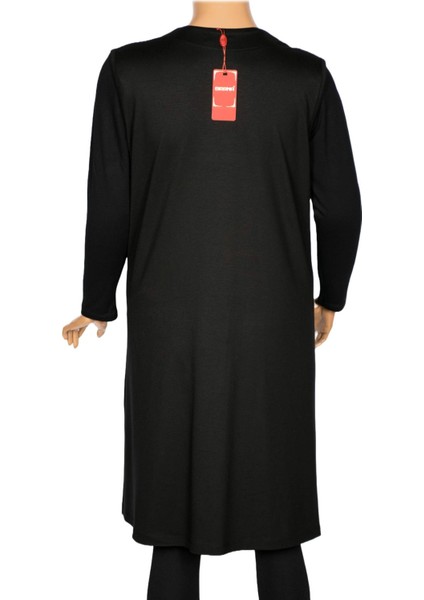 Hesna Kadın Özge Büyük Beden Verev File Kombinli Diz Boyu Siyah Yelek modelleri