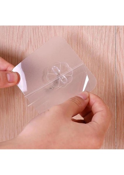 Kendinden Yapışkanlı Şeffaf Askı Metal Kancalı Askılık 5 Adet