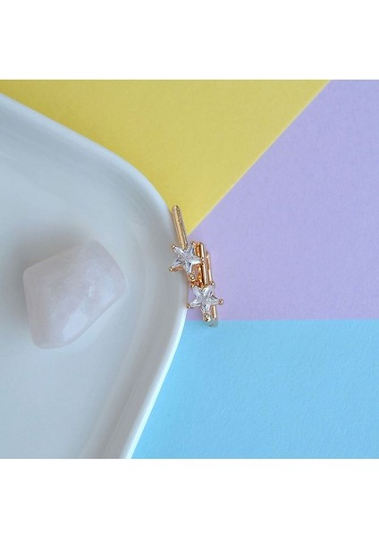 Yıldız Taşlı Kare Küpe Halka Küpe Tektaş Yıldız Detaylı 14 mm indirimleri