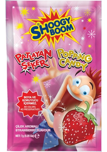 Boom Çilek Aromalı Patlayan Şeker 7 Gr. 1 Adet