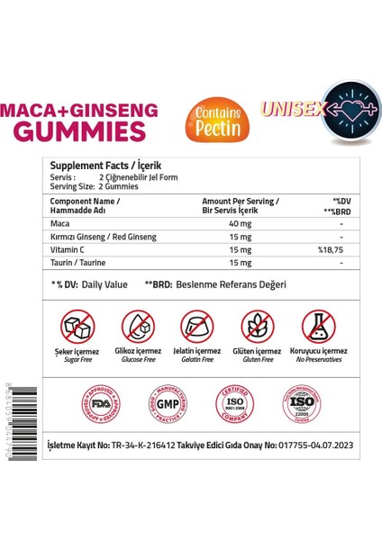 Performance Maca + Ginseng 60 Gummies (Pectin) modelleri