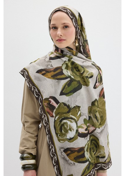 Rossa Kraş Şal - Zeytin Yeşili