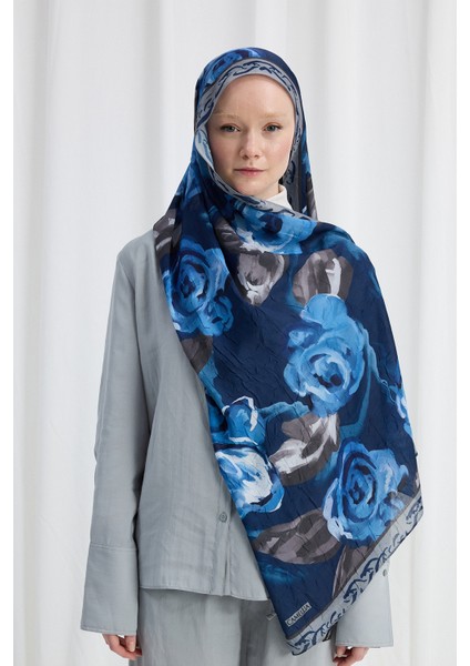 Rossa Kraş Şal - Lacivert