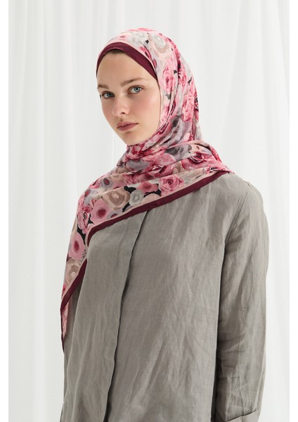 Rosemary Kraş Şal - Bordo-Krem modelleri