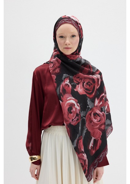 Rossa Kraş Şal - Siyah Bordo