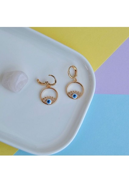 Göz Gigürlü Küpe Minimal Halka Nazar Küpe fırsatları