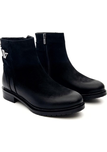 20745K Kadın Hakiki Deri Tokalı Kısa Fermuarlı Bot fiyatları