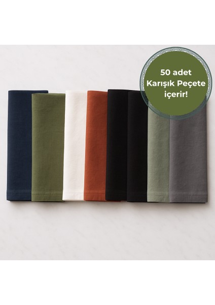 Premium | 50'li Karışık Keten Peçete 40 x 40 cm