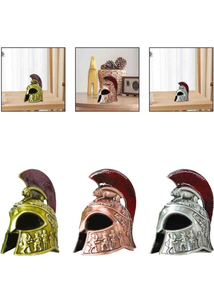 Metal Dekoratif Şövalye Miğferi Ortaçağ Temalı Antik Zırh Tasarımlı Retro Biblo Süs Eşyası Ev Ofis Için Şık Masaüstü Aksesuar