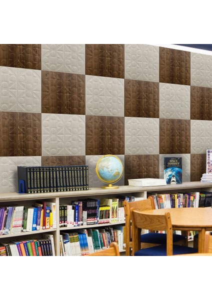 3 Boyutlu Duvar Paneli Kabartmalı Kareli Yuvarlak Desen Pvc 41X41 Cm/ 6 Adet /1 M² Beyaz Huş