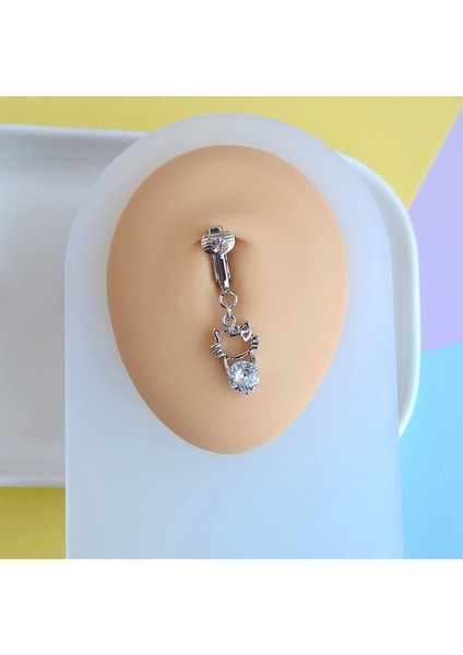 Deliksiz Göbek Piercing Mıknatıslı Sıkıştırma Kedi Figürlü Delik Gerektirmez indirimleri