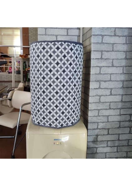 Gri Geometrik Desenli Damacana Kılıfı Sebil Koruma Duck Kumaş Saklama Örtüsü