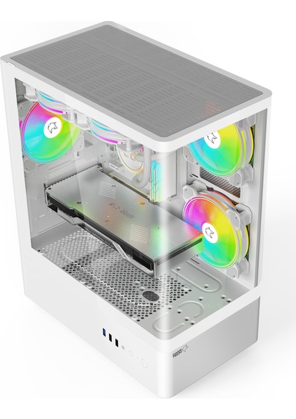 Intense Beyaz Tuş Kontrollü Rgb 5X120 mm Fan Özel Tak Çıkar Vidasız Kapaklar MATX Gaming Kasa fiyatları