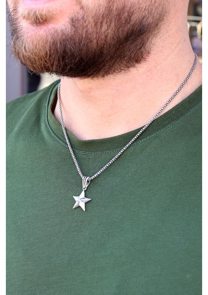 Yıldız Model 925 Ayar Gümüş Erkek Zincir Kolye 201024453 fiyatları