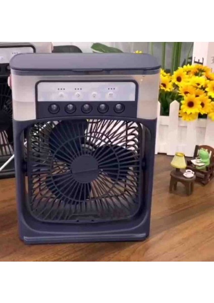Taşınabilir Işıklı 5 Spreyli Vantilatör Buzlu Buharlı Vantilatör Mini Fan Nemlendirici fırsatları