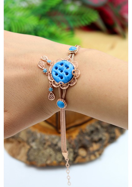 Midyat Süryani Nazar Boncuğu Rose Kaplama Gümüş Kadın Bileklik 201024442 fiyatları