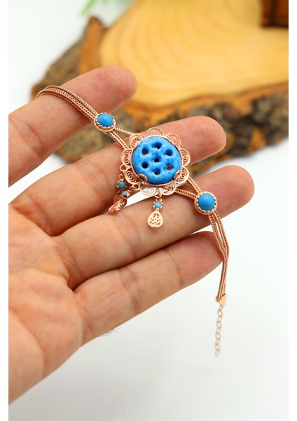 Midyat Süryani Nazar Boncuğu Rose Kaplama Gümüş Kadın Bileklik 201024442 fırsatları