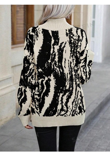 Kadın Uzun Kollu Balıkçı Yaka Çok Renkli Triko Bluz fiyatları